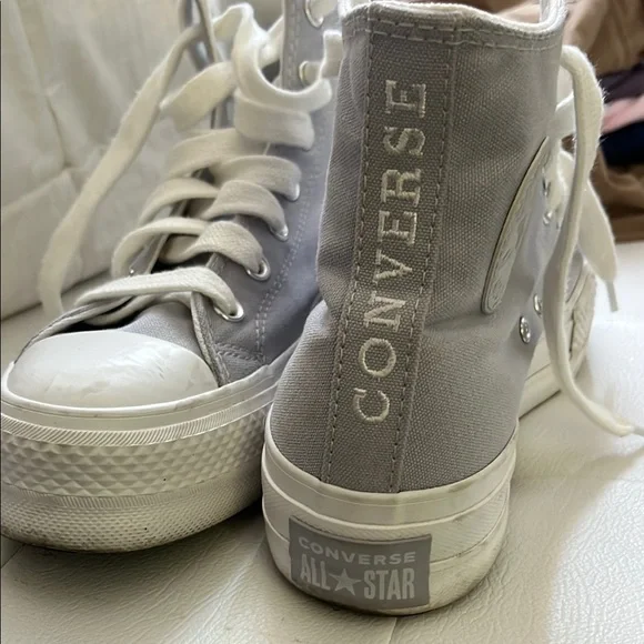 Converse White and Purple High-Top Platform Sneakers - Picture 5 of 7